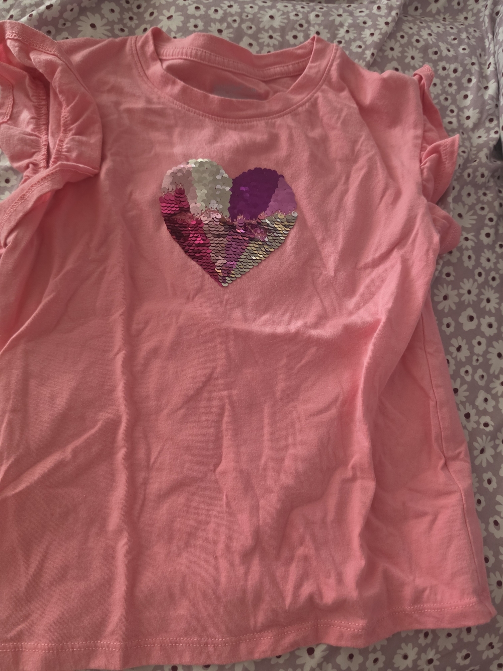 Cat & Jack Pink Short-Sleeve Tee with Reversible Sequin Heart